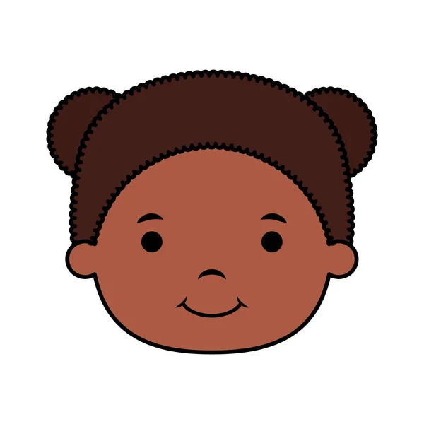 Afro little girl head character — Stock Vector