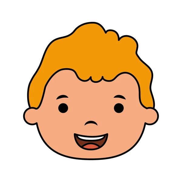 Cute little blond boy head comic character — 스톡 벡터