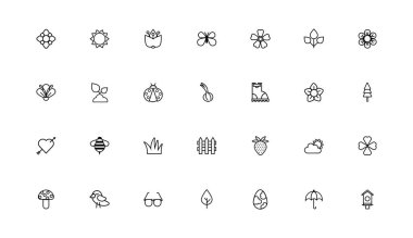 Bahar ayarı çizgi simgelerinin demeti