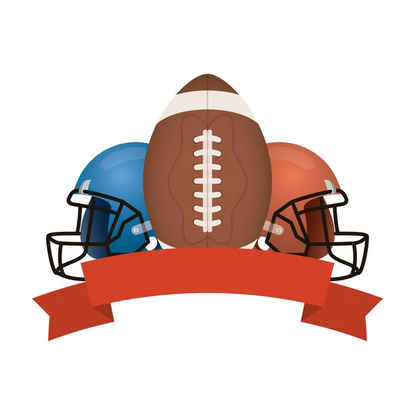 Amerikanska fotbollshjälmar och ballong — Stock vektor