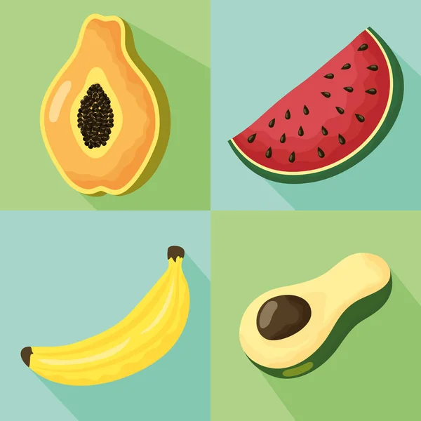 Conjunto de frutas estilo de vida saludable — Vector de stock