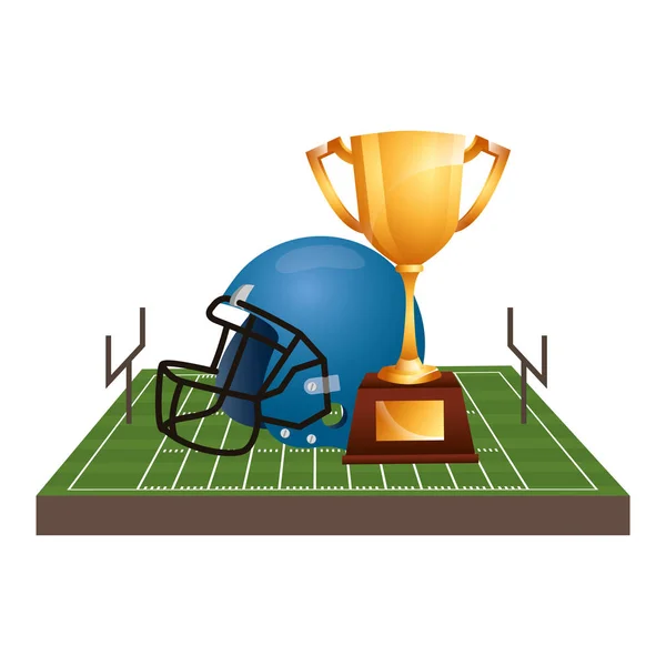 American Football Sporthelm mit Pokal und Camp — Stockvektor