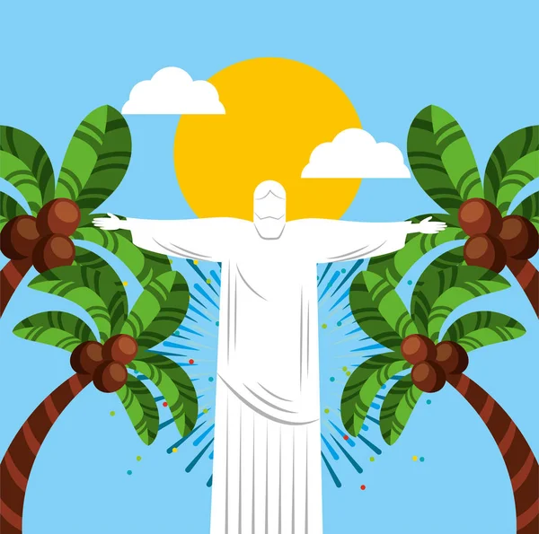 Kanál rio brazil ünneplés corcovade christ — Stock Vector