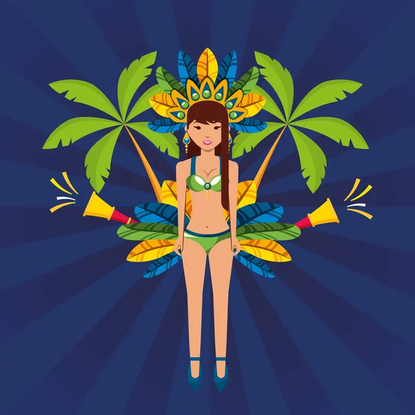 Brazilský karneval plakát s krásným garota tancem — Stockový vektor