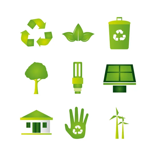 Bundle of ecology set icons — Stock Vector