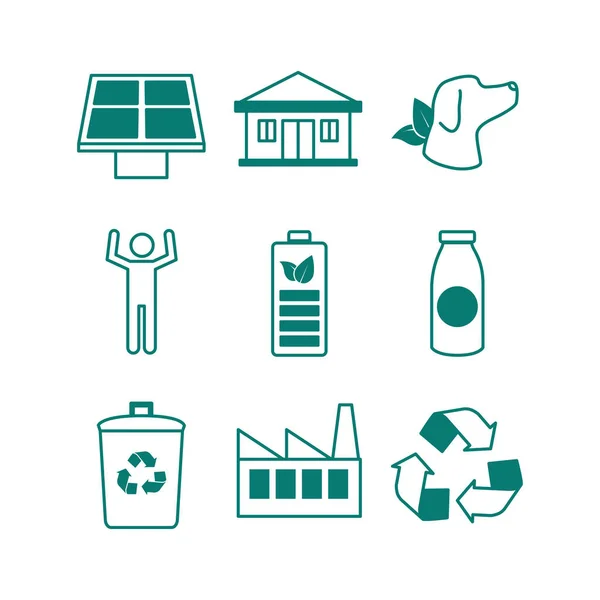 Bundel van ecologie set pictogrammen — Stockvector