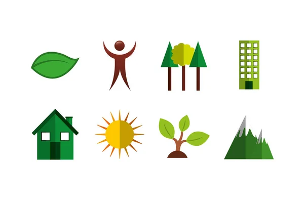 Zbiór ikon zestawu ekologii — Wektor stockowy