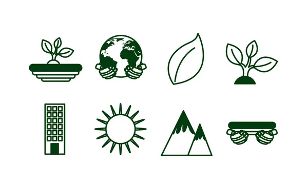 Conjunto de iconos de conjunto de ecología — Vector de stock