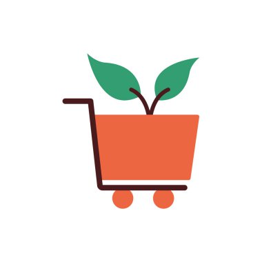 leafs plant ecology in shopping cart flat style