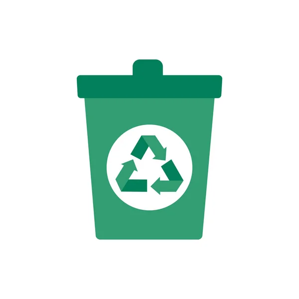 Setas reciclar símbolo em lixeira — Vetor de Stock