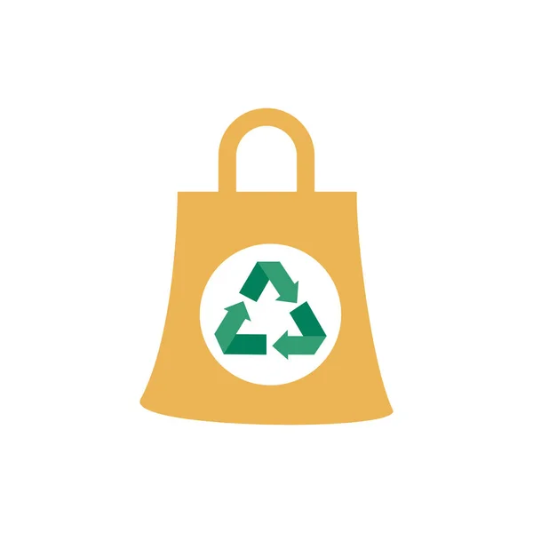 Pfeile recyceln Symbol in Einkaufstasche — Stockvektor