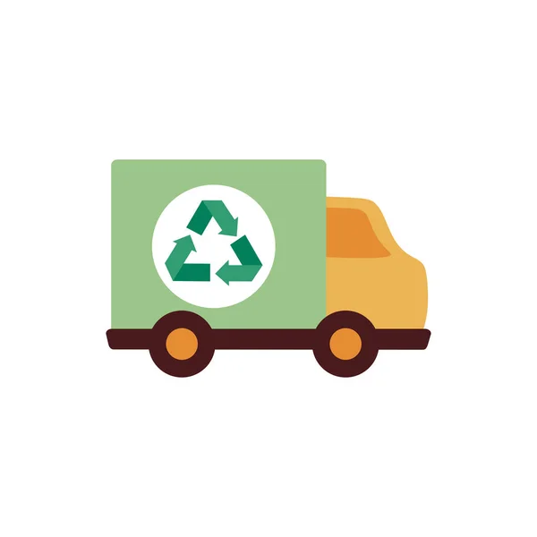 Arrows recycle symbol in truck — Stock Vector