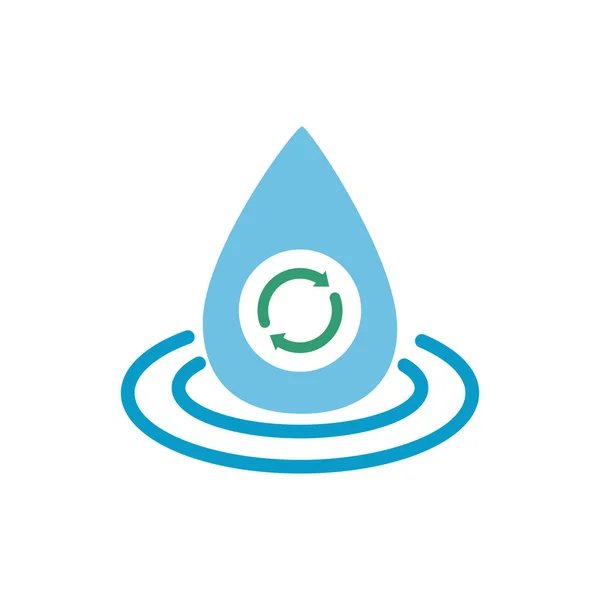 Goutte d'eau avec des flèches icône de style plat — Image vectorielle
