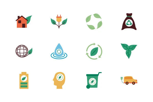 Bundle of environment set icons — 스톡 벡터