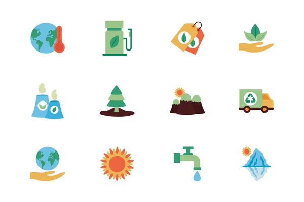 Bundle of environment set icons — Stock Vector