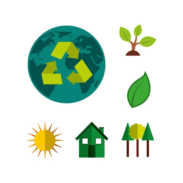 Conjunto de iconos de conjunto de ecología — Vector de stock