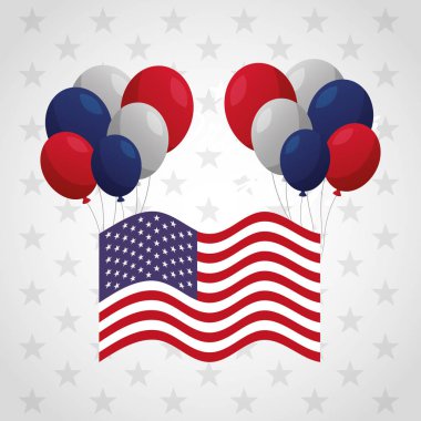 presidents day celebration poster with flag and balloons helium