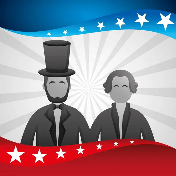 Affiche de célébration de la journée des présidents avec lincoln et washington — Image vectorielle