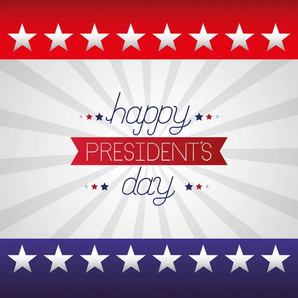 Happy presidents day celebration poster with lettering and flag — Stock Vector