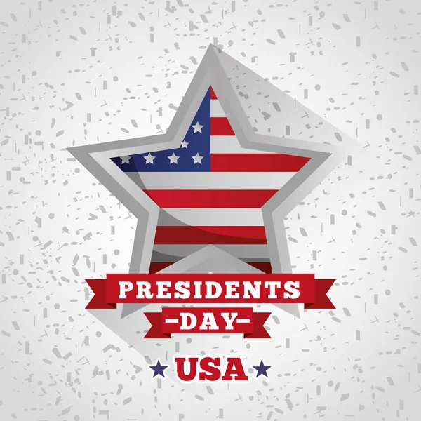 Cartel de celebración feliz día de presidentes con bandera en estrella — Archivo Imágenes Vectoriales