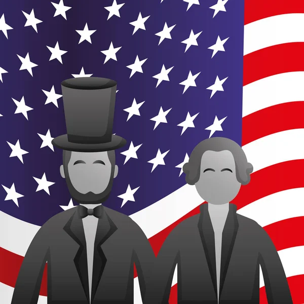 Affiche de célébration de la journée des présidents avec lincoln et washington — Image vectorielle