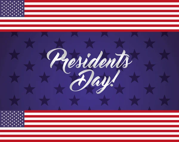 Happy presidents day celebration poster with lettering and flag — Stock vektor