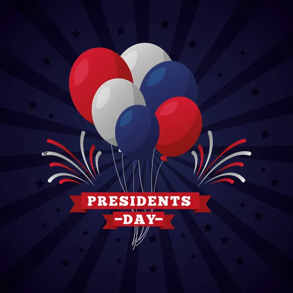 Presidents day celebration with lettering and balloons helium — 스톡 벡터