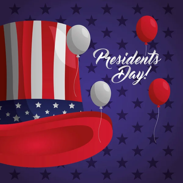 Glückliche Präsidenten Tag Feier Plakat mit Onkel sam Hut — Stockvektor