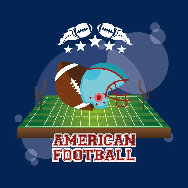 American Football Sport Poster mit Luftballon und Helm — Stockvektor