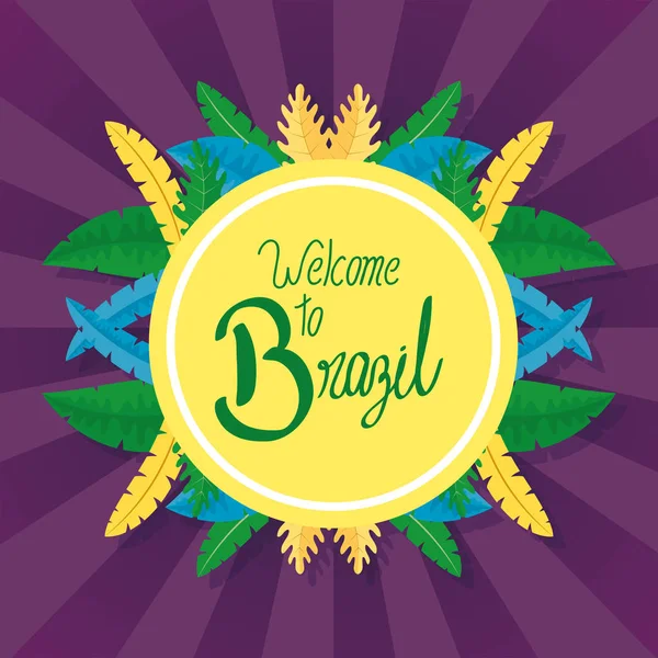 Brazil carnival poster with lettering and feathers — Stock Vector