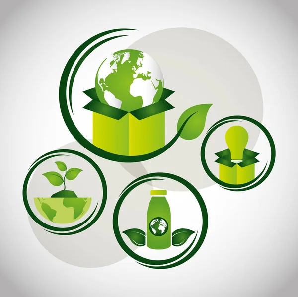 Ekologiczny plakat z ikonami zestawu — Wektor stockowy