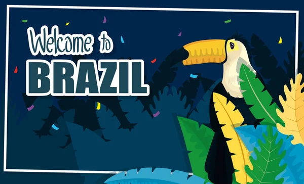 Affiche du carnaval brésilien avec toucan — Image vectorielle