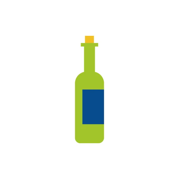 Wijn fles drinken platte stijl pictogram — Stockvector