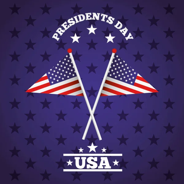 Happy presidents day celebration poster with usa flags — Stock vektor