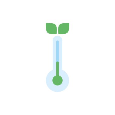 thermometer temperature measure with leafs flat style