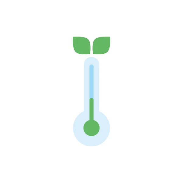 Thermometer temperature measure with leafs flat style — Stok Vektör