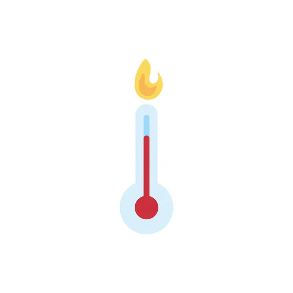 Thermometer temperature measure with flame flat style — Stock Vector