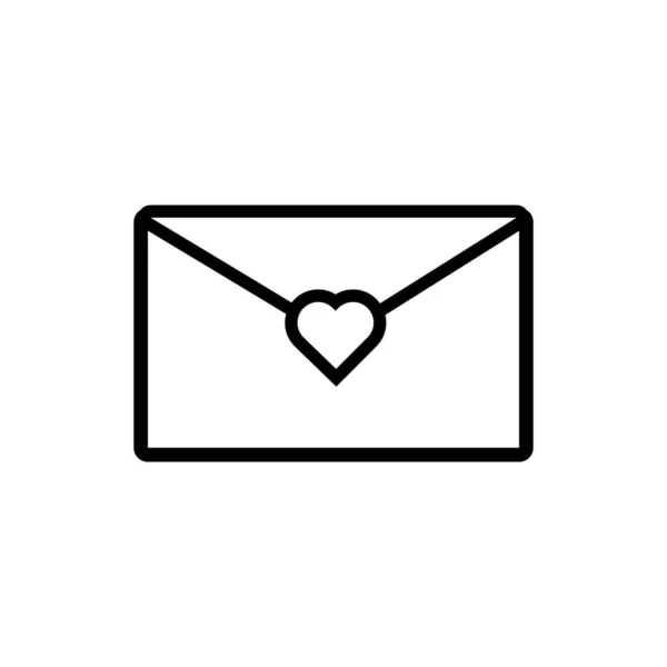 Happy valentines day envelope with heart line style — Stock vektor