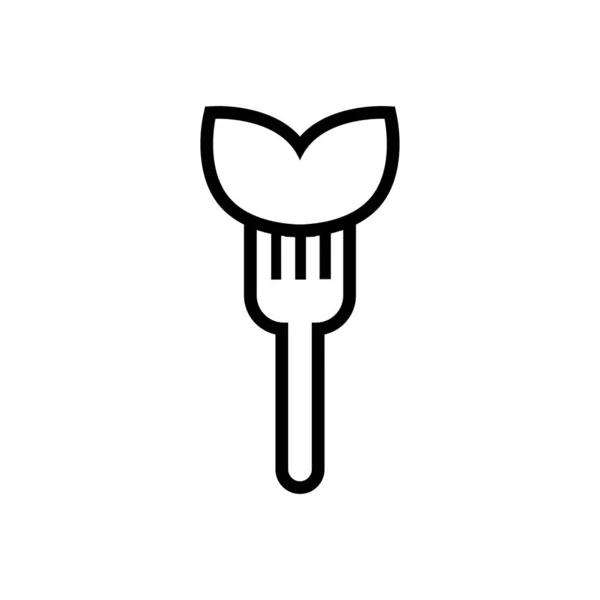 Fourchette avec feuilles végétariennes style ligne alimentaire — Image vectorielle