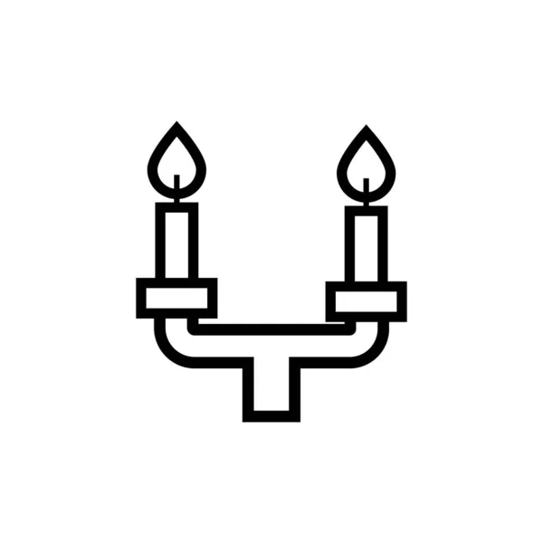 Candles in chandelier line style icon — Stok Vektör