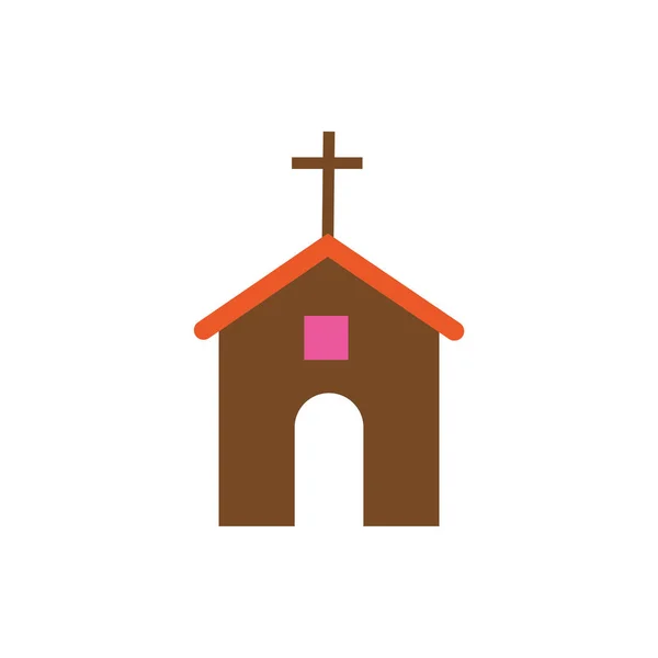 Iglesia edificio religioso estilo plano — Vector de stock