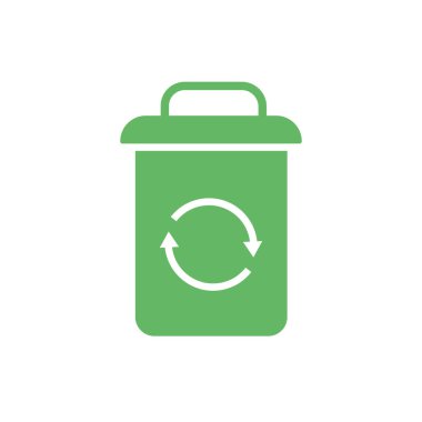 arrows recycle symbol in waste bin flat style