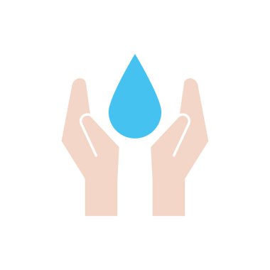 Su damlası olan eller düz stil