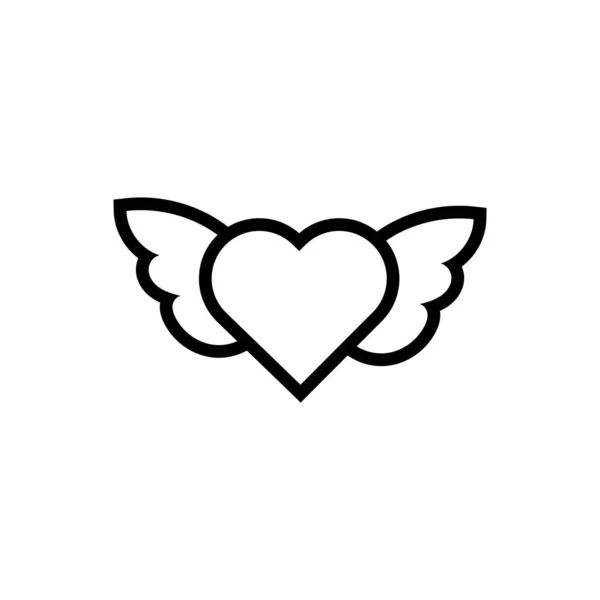 Happy valentines day heart with wings line style — Stock Vector