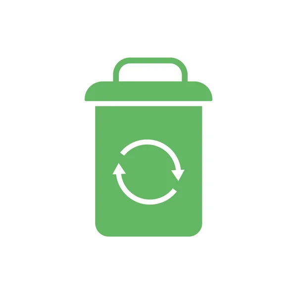 Arrows recycle symbol in waste bin flat style — Stockvektor