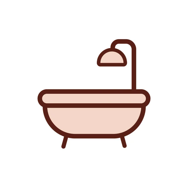 Dusche Badewanne Linie und Füllstil — Stockvektor