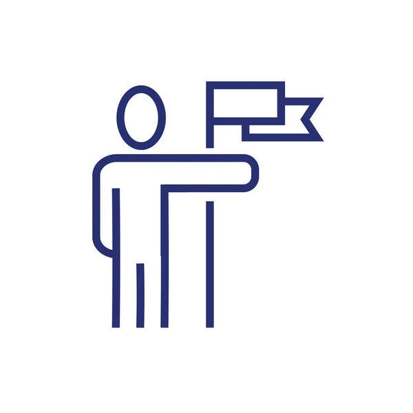 Figura de persona de negocios avatar con icono de la bandera de éxito — Archivo Imágenes Vectoriales