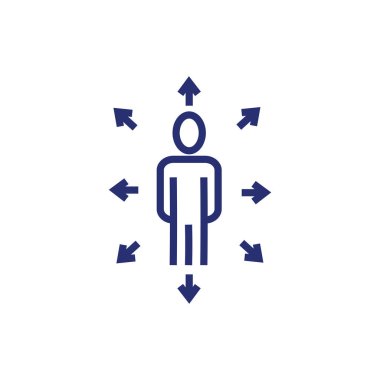 avatar business person with arrows around