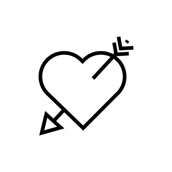 Felice giorno di San Valentino cuore con stile linea di freccia — Vettoriale Stock
