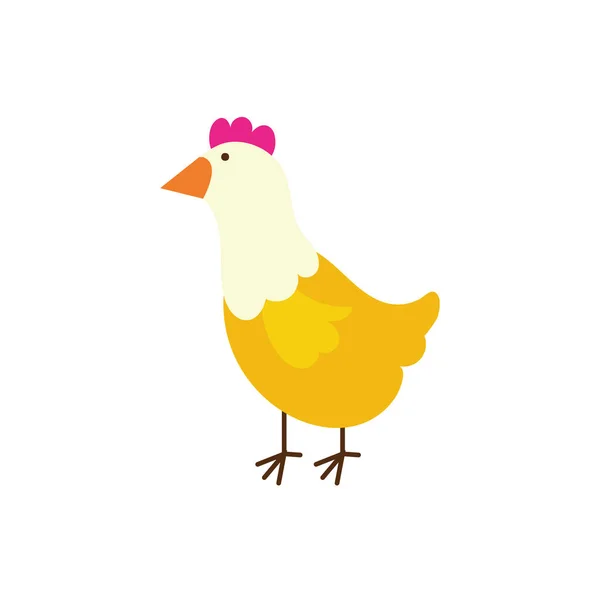 Cute hen farm animal flat style — Stock Vector